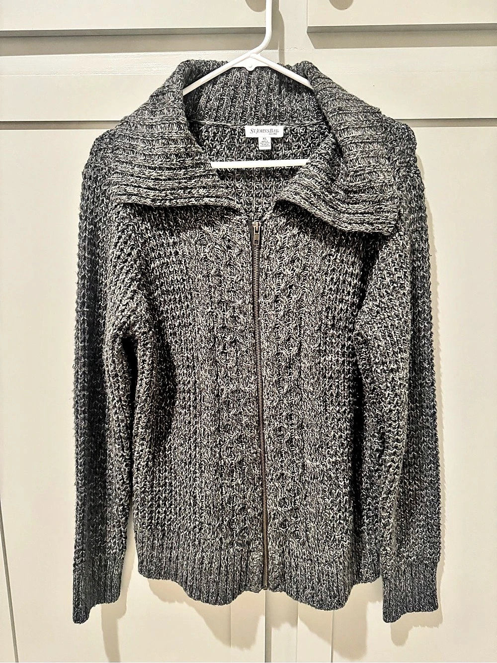 St. John’s Bay Marled Zip Cardigan in Gray XL Like New